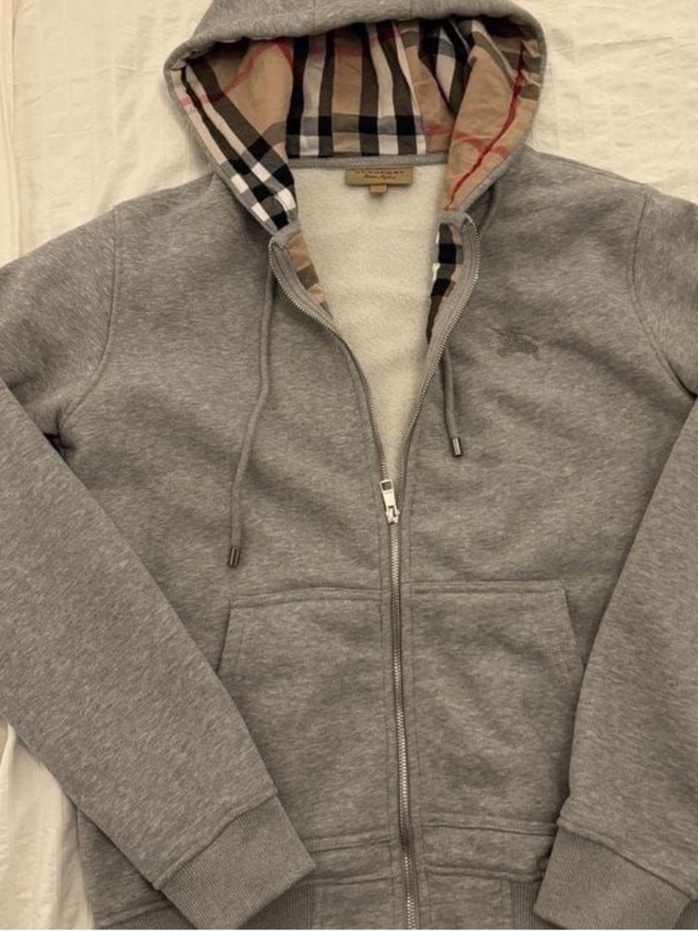 Grey Burberry Zip Up Hoodie